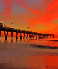 Aesthetic Sunset Venice Florida Pier Paint By Numbers