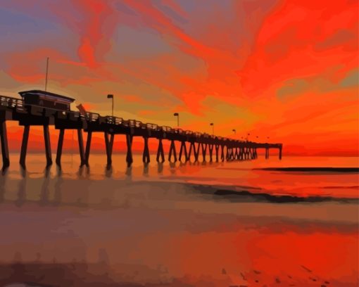 Aesthetic Sunset Venice Florida Pier Paint By Numbers