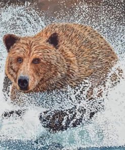 Bear Running In Water Paint By Numbers