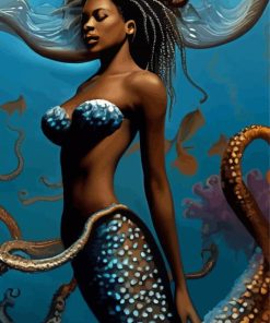 Black Mermaid Underwater Paint By Numbers