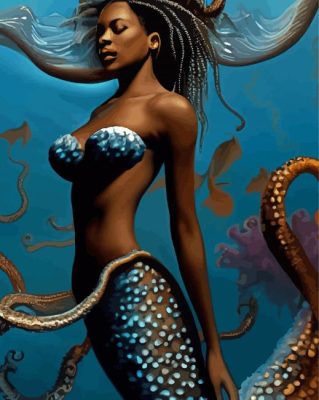 Black Mermaid Underwater Paint By Numbers