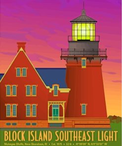 Block Island Lighthouse Poster Paint By Numbers