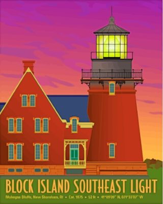 Block Island Lighthouse Poster Paint By Numbers