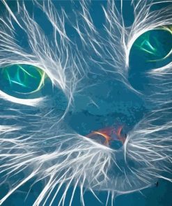 Blue Abstract Cat Galaxy Art Paint By Numbers