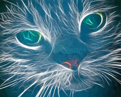 Blue Abstract Cat Galaxy Art Paint By Numbers