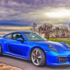 Blue Metallic Porsche Car Paint By Numbers