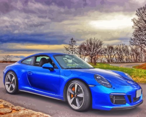 Blue Metallic Porsche Car Paint By Numbers