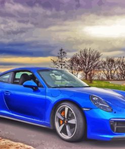 Blue Metallic Porsche Car Paint By Numbers