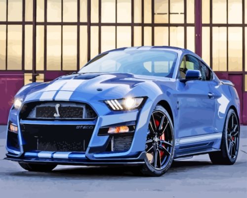 Blue Mustang Shelby Paint By Numbers