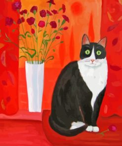 Cat And Flower Vase Paint By Numbers