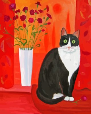 Cat And Flower Vase Paint By Numbers