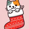 Cute Cat In Stocking Paint By Numbers