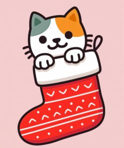 Cute Cat In Stocking Paint By Numbers