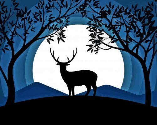 Deer In Moonlight Silhoouette Paint By Numbers