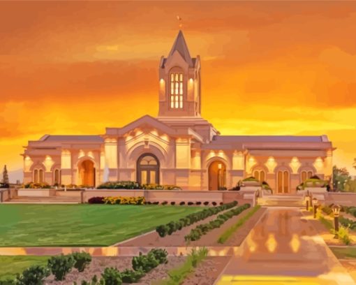 Fort Collins Colorado Temple Sunset Paint By Numbers