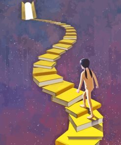 Girl On Books Stairways Paint By Numbers