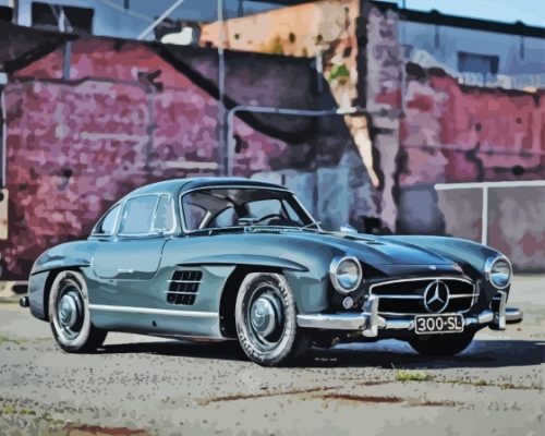 Grey Old Mercedes Sl 300 Paint By Numbers