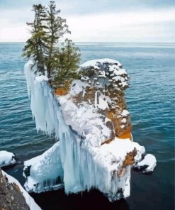 Iced Rock In North Shore Minnesota Paint By Numbers