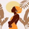 Illustration African Woman In Orange Paint By Numbers