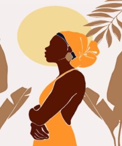 Illustration African Woman In Orange Paint By Numbers