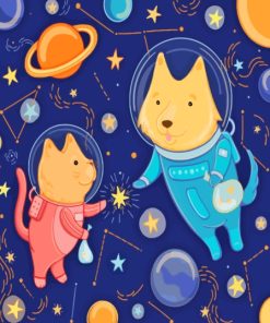 Illustration Astronaut Dogs Paint By Numbers