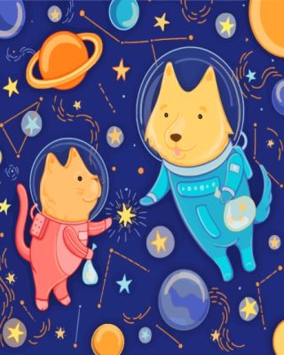 Illustration Astronaut Dogs Paint By Numbers