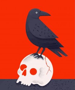 Illustration Crow And Skull Paint By Numbers