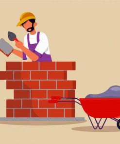 Illustration Fire Brick Worker Paint By Numbers