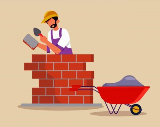 Illustration Fire Brick Worker Paint By Numbers