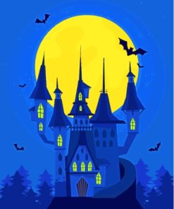 Illustration Halloween Castle Moonlight Paint By Numbers