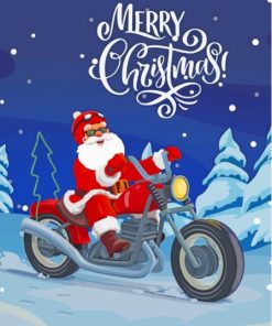 Illustration Santa With Motorcycle Paint By Numbers