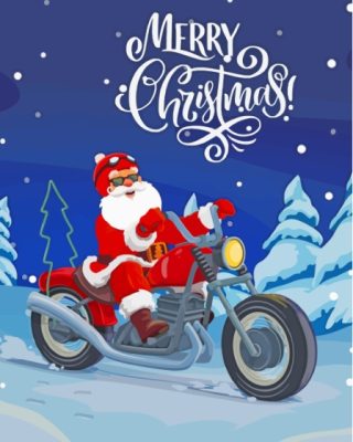 Illustration Santa With Motorcycle Paint By Numbers