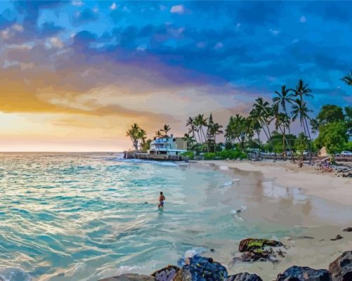 Kailua Kona Beach At Sunset Paint By Numbers