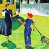 Little Boy Mowing Grass Paint By Numbers