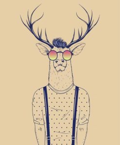 MODERN DEER With Glasses Paint By Numbers