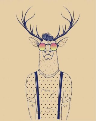 MODERN DEER With Glasses Paint By Numbers