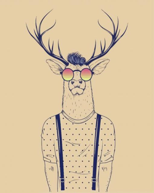 MODERN DEER With Glasses Paint By Numbers