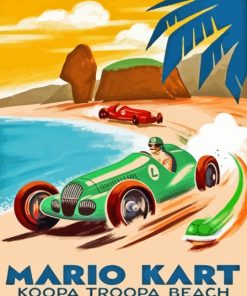 Mario kart Vintage Poster Paint By Numbers