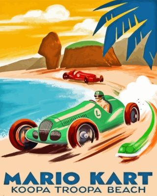 Mario kart Vintage Poster Paint By Numbers