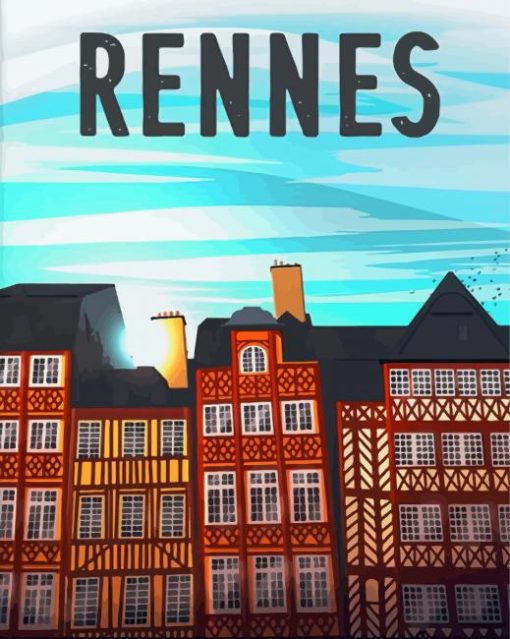 Medieval Houses Rennes France Poster Paint By Numbers