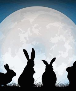 Moon Hares Silhouette Paint By Numbers