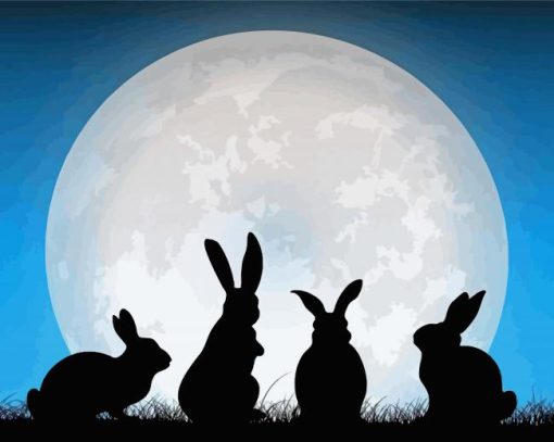 Moon Hares Silhouette Paint By Numbers