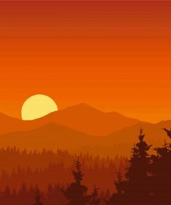 Mountain Silhouette Sunset Paint By Numbers