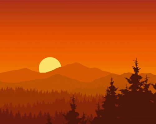 Mountain Silhouette Sunset Paint By Numbers