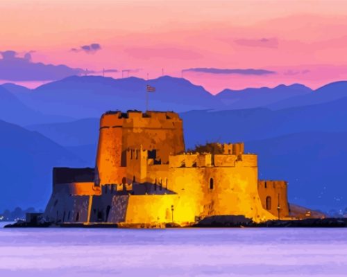 Nafplion Bourtzi Castle Paint By Numbers