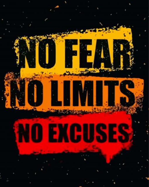 No Fear No Limits No Excuses Poster Paint By Numbers