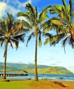 Palm Trees In Hanalei Bay Hawaii Paint By Numbers