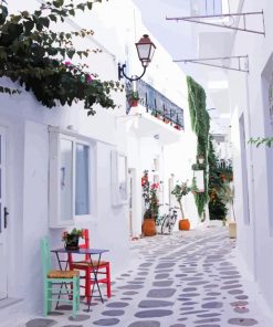 Paros White Buildings Paint By Numbers