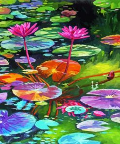 Pink River Lilies Paint By Numbers