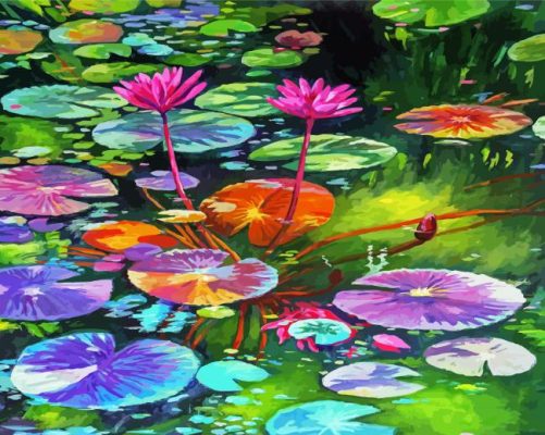 Pink River Lilies Paint By Numbers